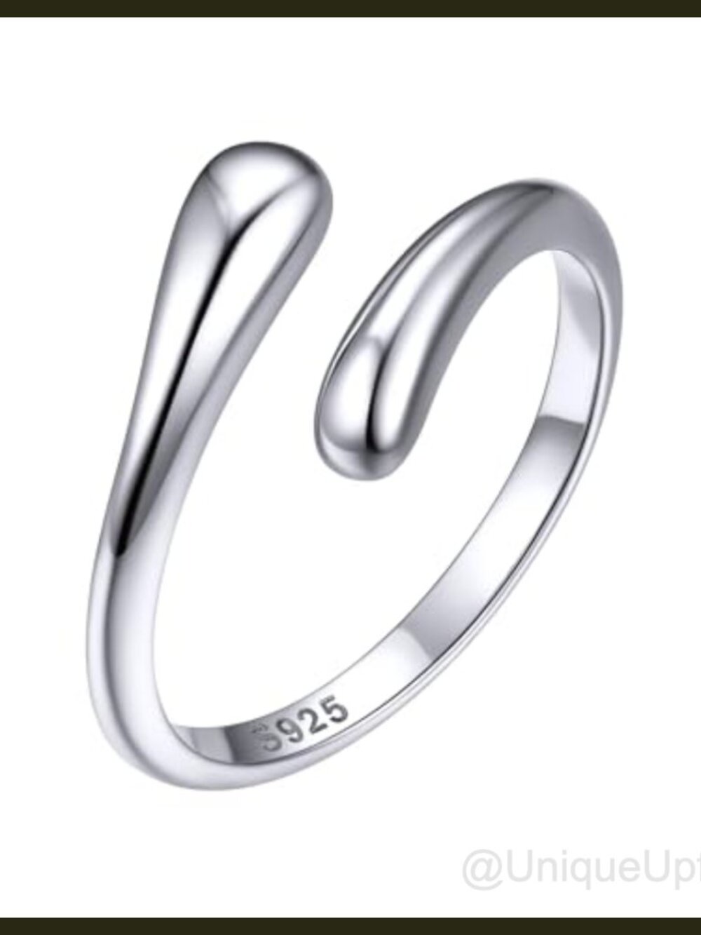 925 Sterling Silver Adjustable Toe Ring Platinum Plated Open Band